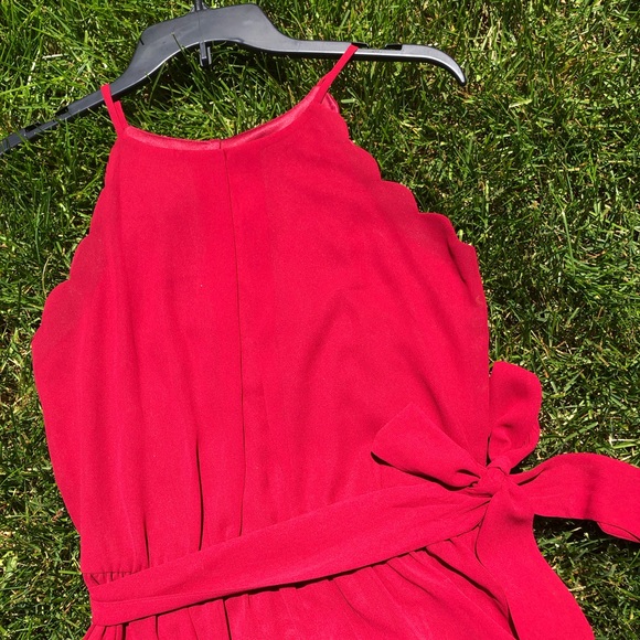 Simple Red Dress with Removable Belt - Picture 2 of 7